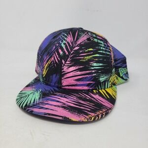 New Era Hat Cap Mens Purple Pink ‎ Floral Print 9Fifty Medium Large Cyebr Leaf